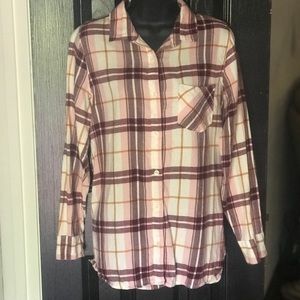 Old Navy Tops - Old Navy size M plaid tunic burgundy + blush Old Navy Tops - Old Navy size M plaid tunic burgundy + blush